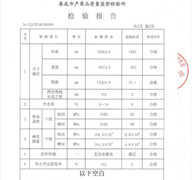 中南神箭建筑木模板13mm檢測報告第2頁