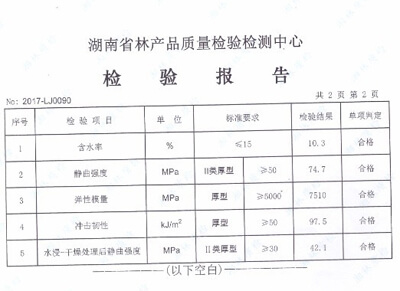 中南神箭15MM竹膠板檢驗報告